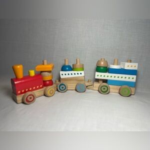 Wooden train block set